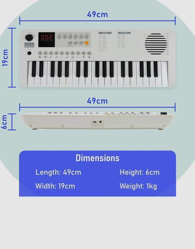 iWorld - Axus Mini Keyboard 37 Key Keyboard - White