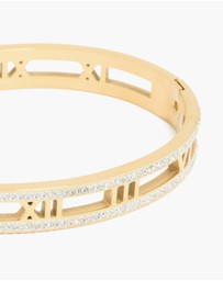 Lovisa - Waterproof Gold Plated Stainless Steel Diamante Roman Numeral Bangle