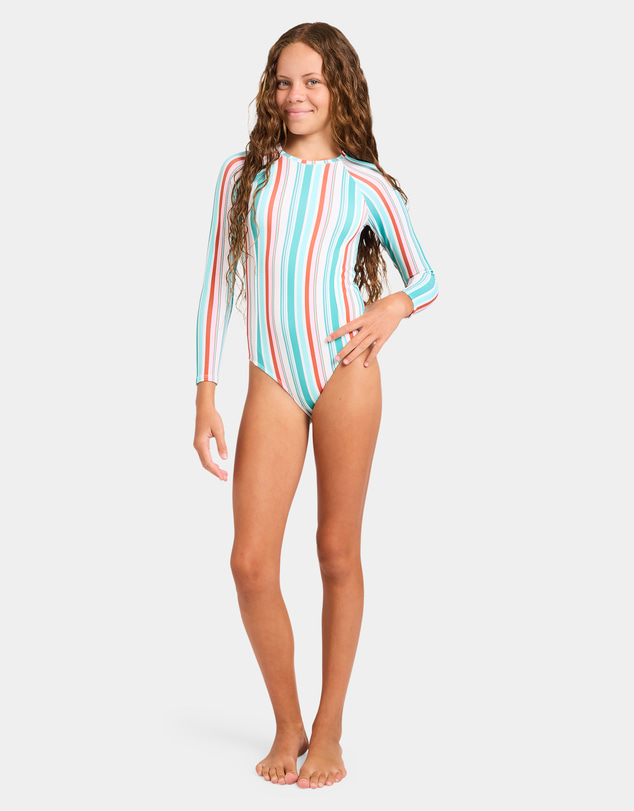 Roxy - Girls 8 to 16 Latigo Stripe Long Sleeve One Piece Swimsuit