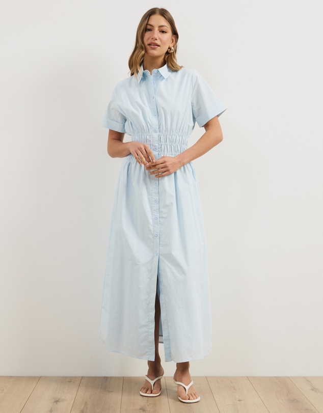 Atmos&Here - April Cotton Poplin Midi Shirt Dress