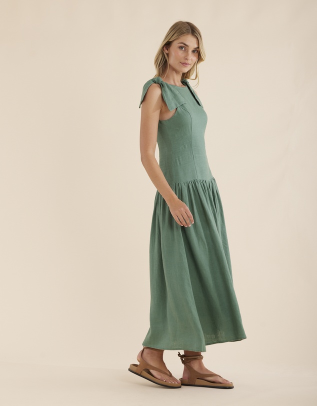 Amelius - Mavie Bow Linen Maxi Dress