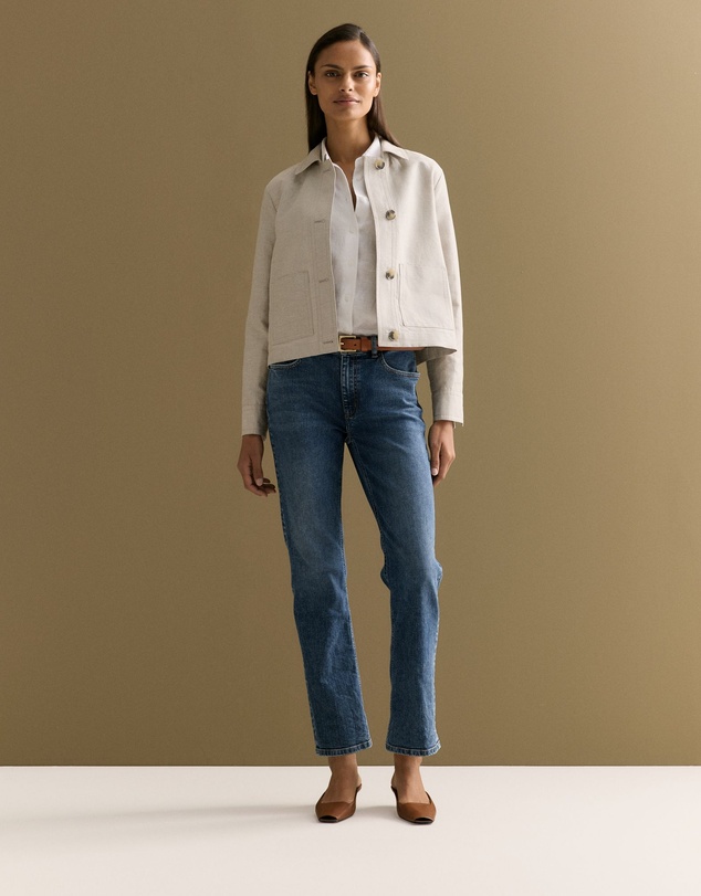 Trenery - Linen Cotton Twill Button Through Jacket in Sand