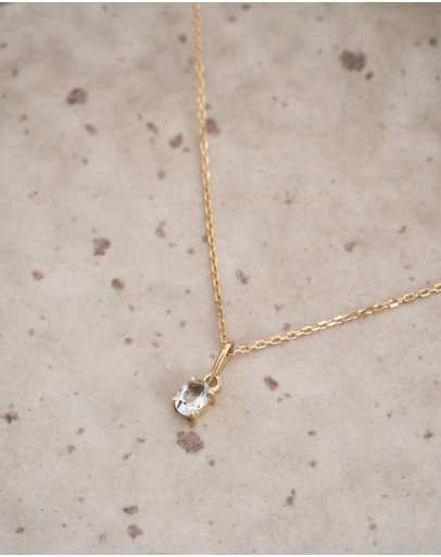 Luna Rae - Solid Gold - Aquamarine Necklace