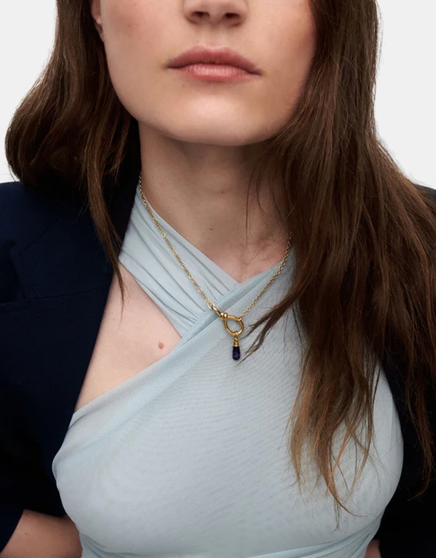 PDPAOLA - Sodalite Drop Pendant Stacker Chain Necklace