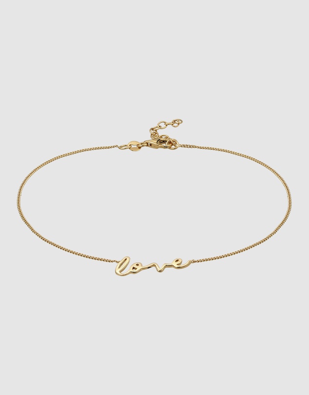 Elli Jewelry - Love Anklet in Gold-Plated 925 Sterling Silver