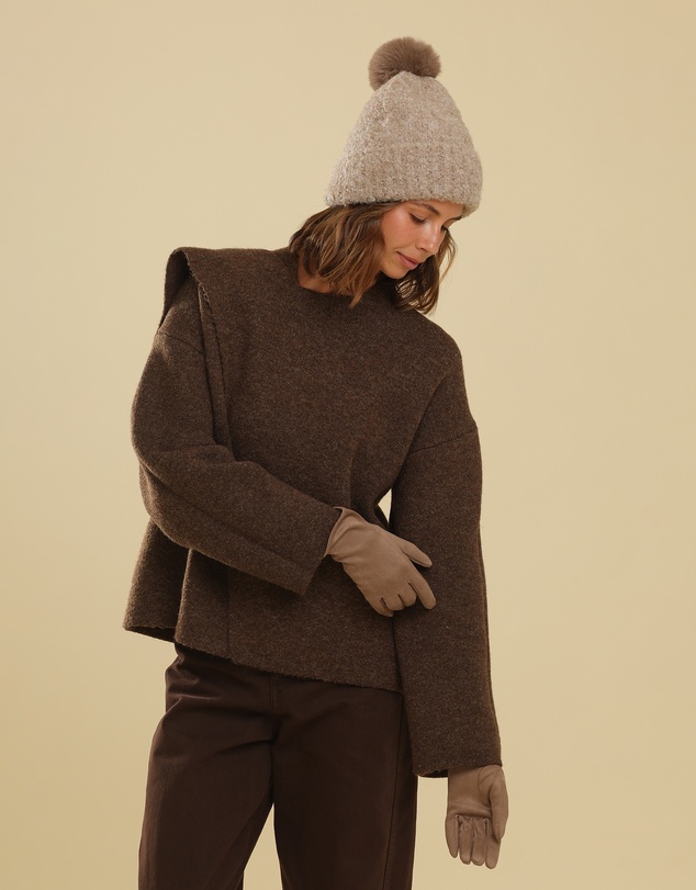 Morgan & Taylor - Amalie Faux Suede Gloves in Beige