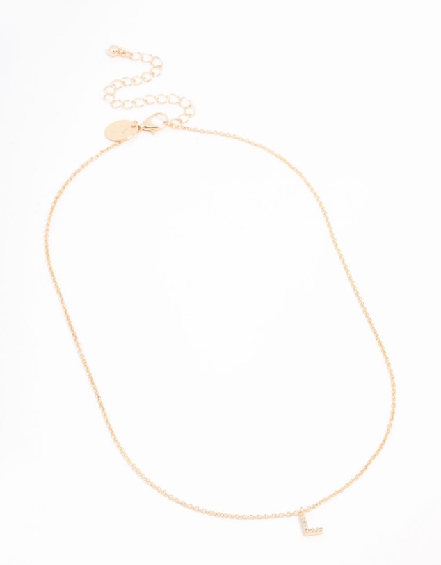 Lovisa - Gold Plated Cubic Zirconia Letter L Necklace