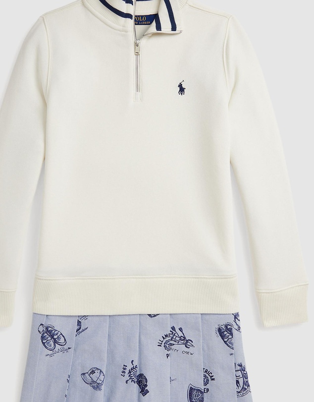 Polo Ralph Lauren - Print-Skirt Terry Quarter-Zip Dress - ICONIC EXCLUSIVE - Teens