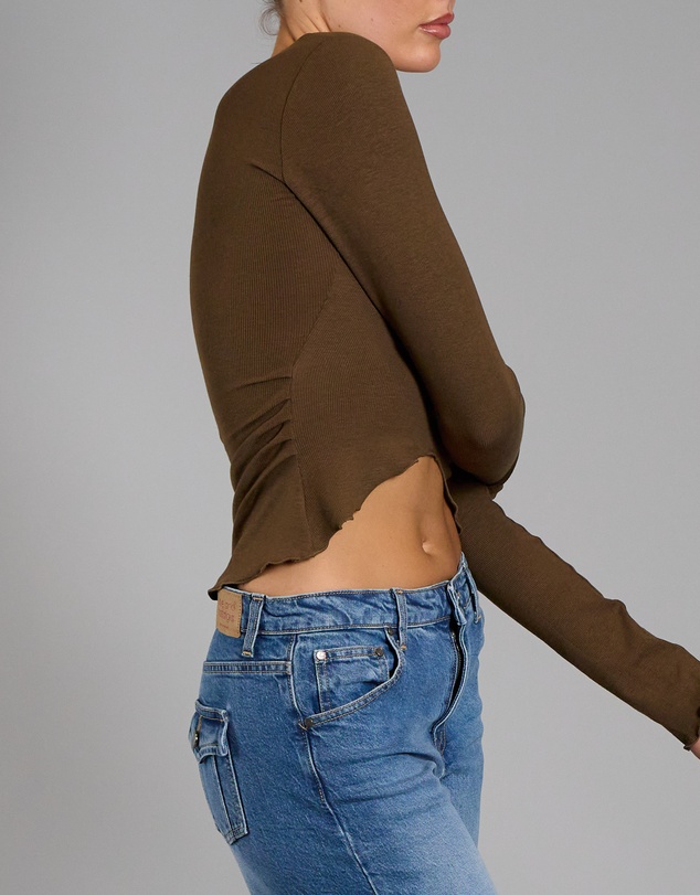 Love and Nostalgia - Rosie Rib Top - Chocolate Brown