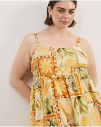 Atmos&Here Curvy - Alex Linen Blend Empire Waist Midi Dress