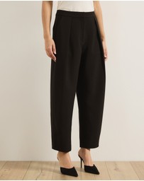 Atmos&Here - Lottie Tailored Barrel Leg Pants With Pleated Waistband
