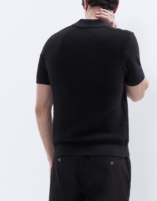 UNISON - Pointelle Stitch Knit Polo
