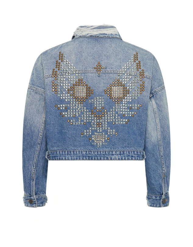 ONE TEASPOON - Eagle Studded Cropped Denim Jacket
