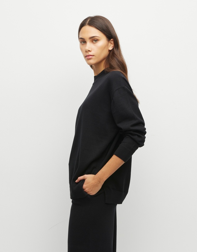 JH Lounge - JHL Crew Sweater (Cotton Cashmere) Black