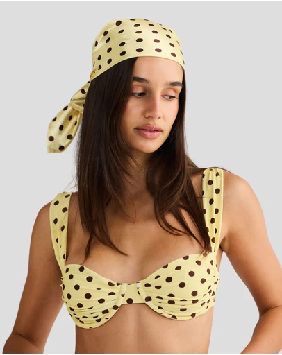 Vacay Swimwear - Havana Head Scarf Yellow Polka