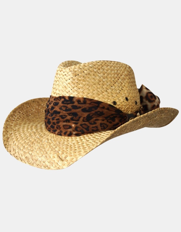 Jacaru - Jacaru 1818E Straw Cowboy Hat with Scarf