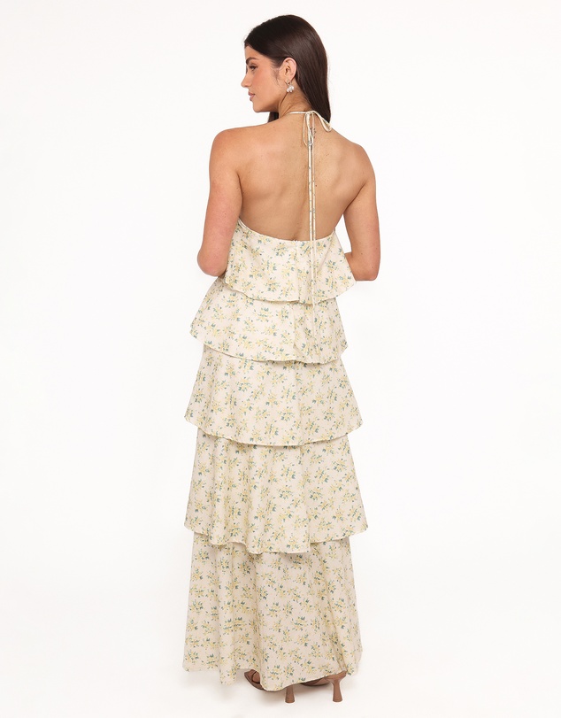 Petal & Pup - Darlia Halterneck Maxi Dress - Yellow Floral