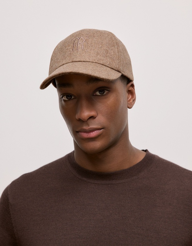Trenery - Leo Wool Blend Monogram Cap in Sierra