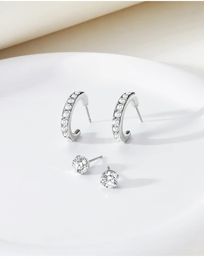 Mestige - Regina Earring Set embellished with crystals by Swarovski® - Silver Plated