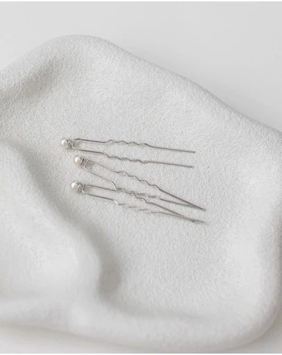 The White Collection - Mila - 10mm Pearl Bridal Hair Pin Trio