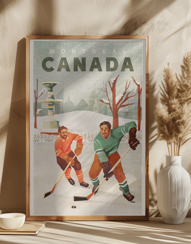 Olive et Oriel - Montreal Canada Pond Hockey Guys by The Whiskey Ginger Art Print