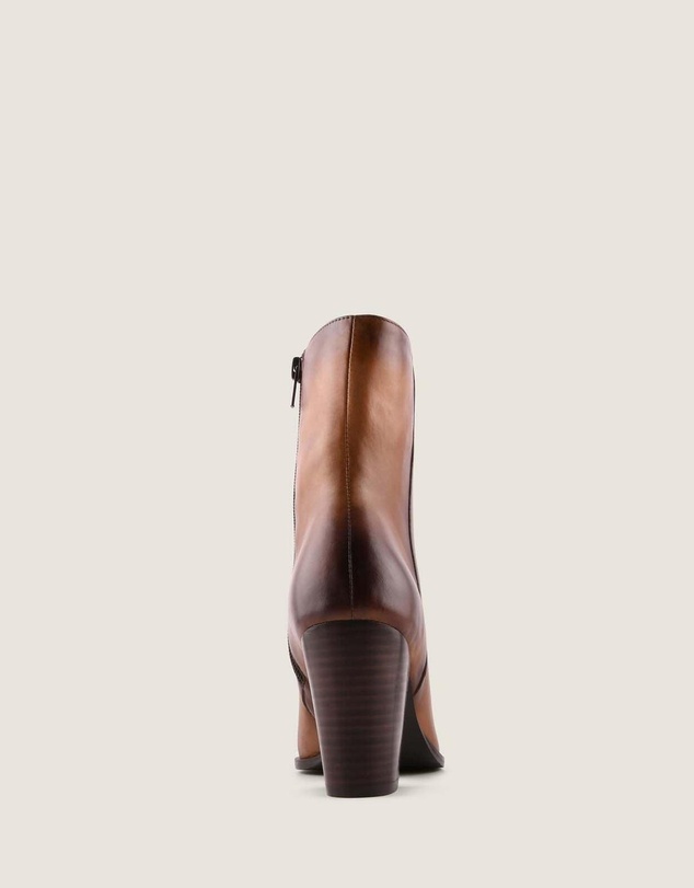 Shelly Shen - Ellis Heel Ankle Boots Tan Leather