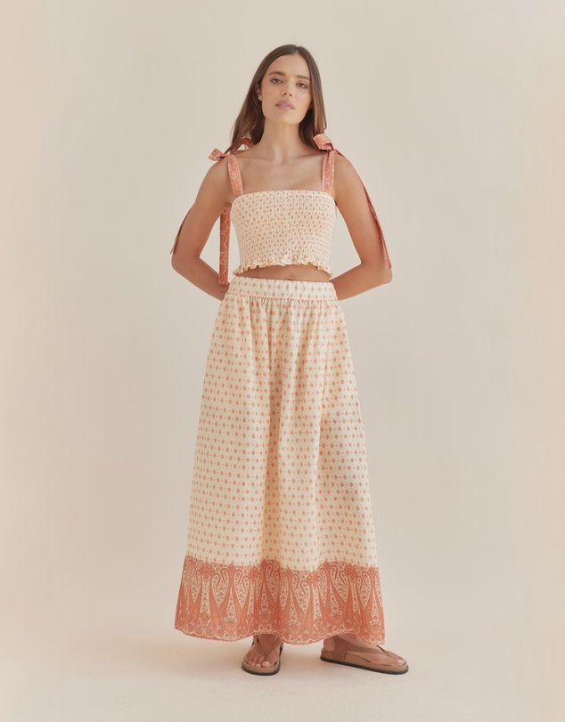 Amelius - Peach Paisley Maxi Skirt