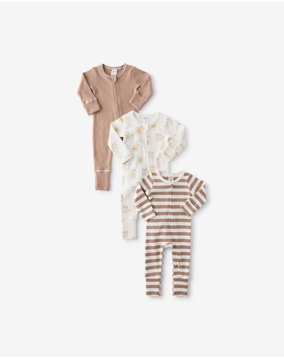 Cotton On Kids - The 3Pk Long Sleeve Rib Romper