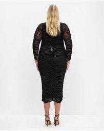 City Chic - Plus size Halo Long Sleeve Midi Dress - black