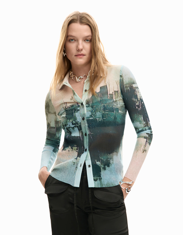 Desigual - Textured buttoned T-shirt