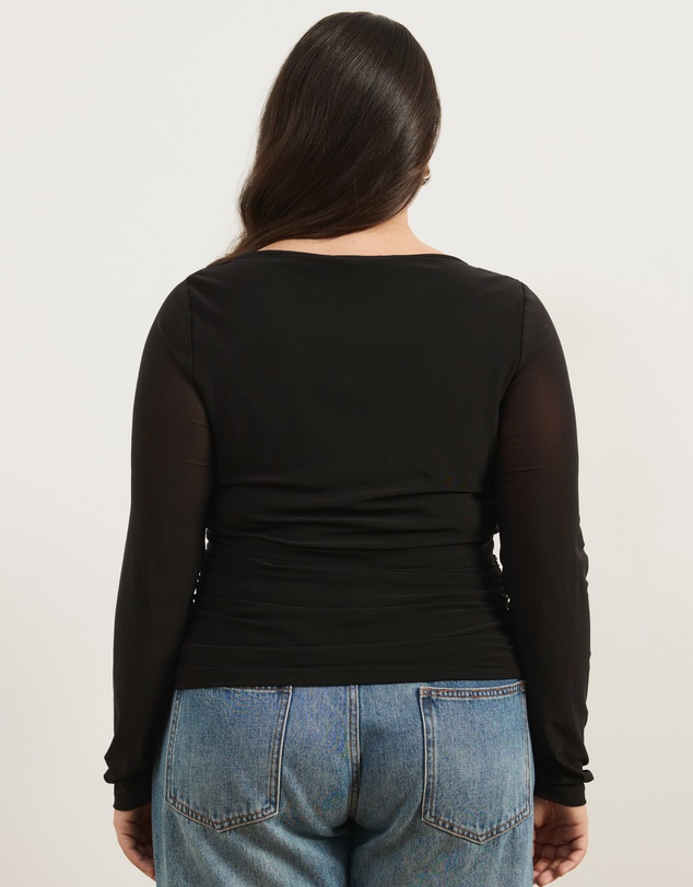 Atmos&Here Curvy - Audrey Long Sleeve Mesh Top
