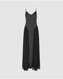 ROTATE - Satin Lace Maxi Dress