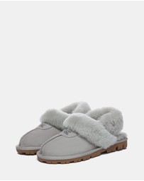 EVERAU - Australian Shepherd Ugg Waffle Fluffy Double Faced Sheepskin Upper House Shoes