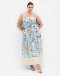 City Chic - Plus size Voyage Print Maxi Dress - sky blue