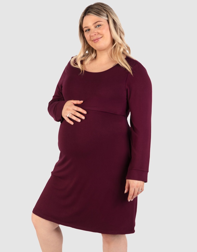B Free Intimate Apparel - Bamboo Long Sleeve Maternity & Nursing Dress