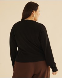 Atmos&Here Curvy - Organic Cotton Vneck Knit Jumper