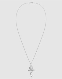 Kuzzoi - ICONIC EXCLUSIVE - Necklace Men Cross Pendant Snake Symbol in 925 Sterling Silver