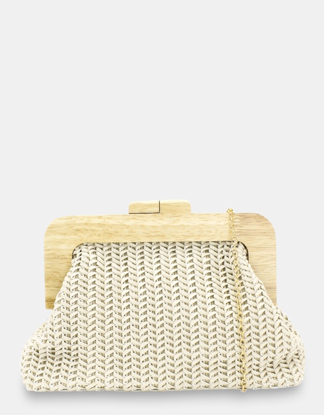 Morgan & Taylor - Erica Woven Clutch in Beige