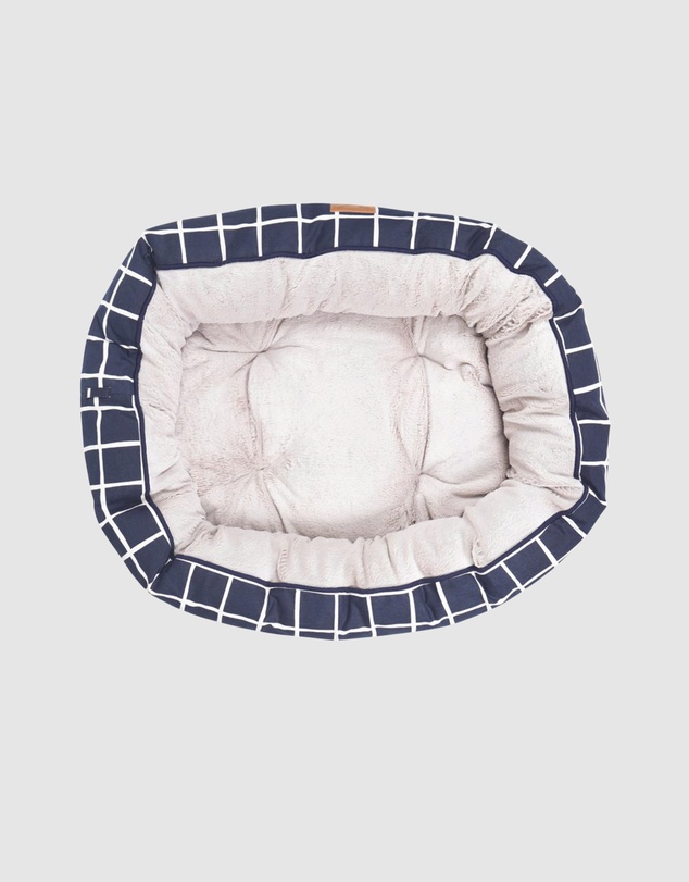 Mog & Bone - 4 Seasons Reversible Circular Dog Bed - Navy Check Print