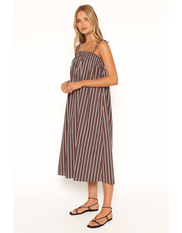 Petal & Pup - Talita Maxi Dress - Brown/Blue Stripe