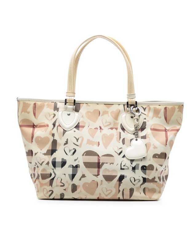 Pre-Loved by Azura Reborn - Pre-Loved House Check Coated Canvas Hearts Gracie Tote