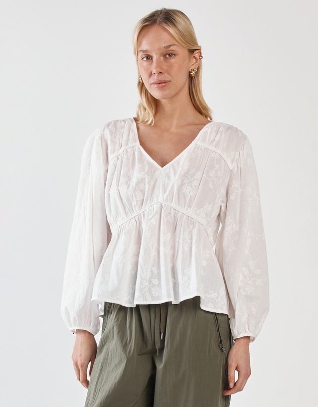 Sass - Lois Embroidered Piped Blouse