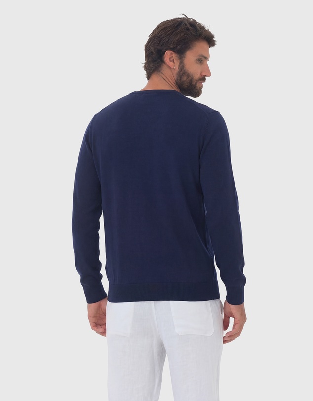 Coast Clothing - V-Neck Cotton Jumper - Navy