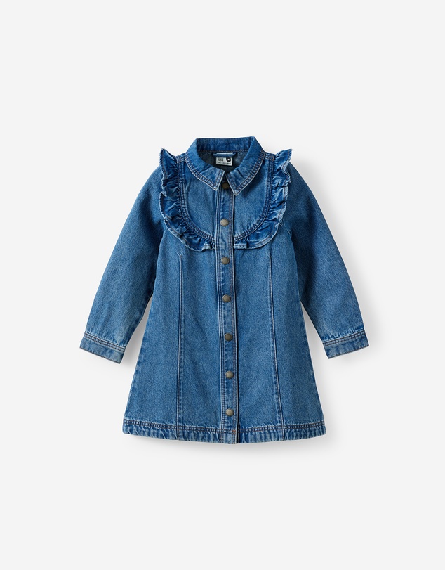 Cotton On Kids - Long Sleeve Denim Ruffle Dress