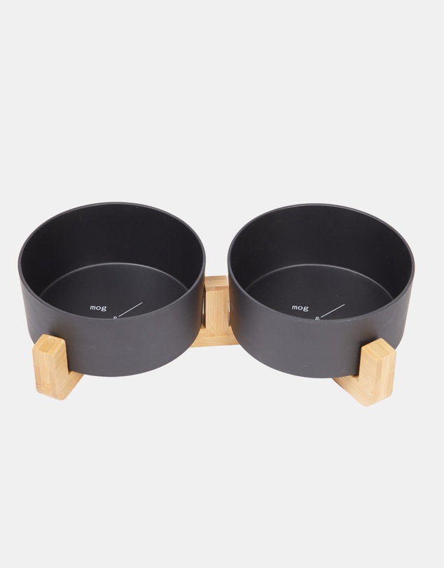 Mog & Bone - Double Bamboo Dog Bowl Black