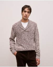 Trenery - Textured Shawl Collar Knit in Red Mahogany