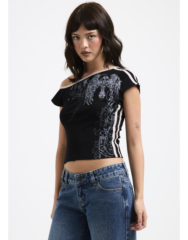 Neon Hart - Zine Off Shoulder Top