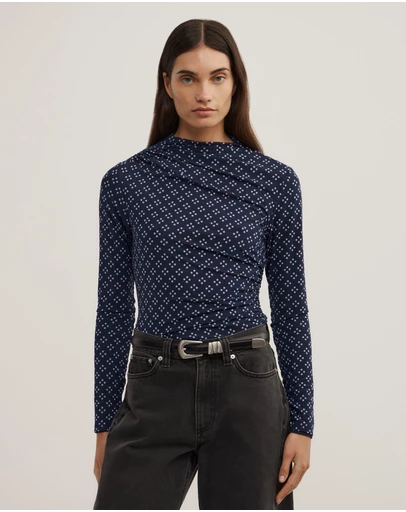 Witchery - Asymmetric Mesh Long Sleeve Top
