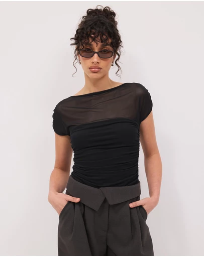 Calli - Aria Draped Mesh Top
