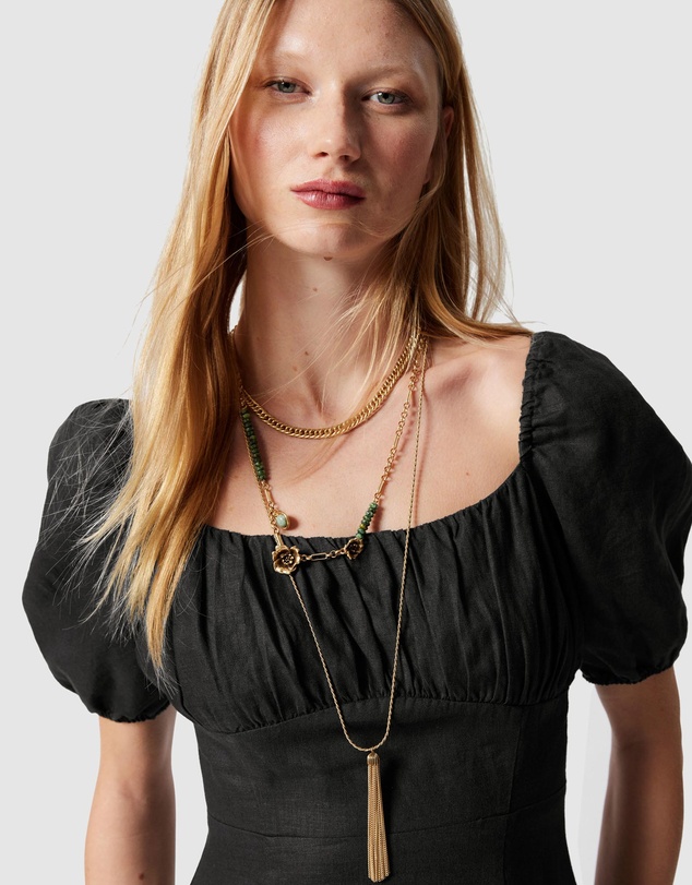 & Other Stories - Puff Sleeve Linen Midi Dress